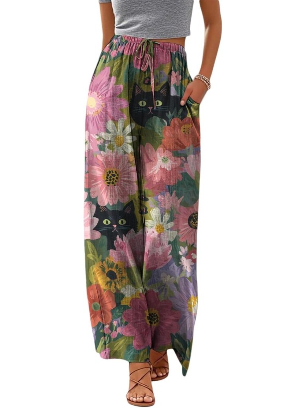 〽️Women's Wide Leg Pants Cosmos Polyester Drawstring Summer comfort Drawstring